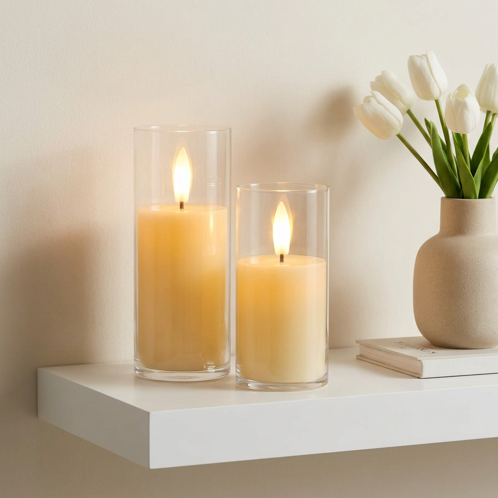Minimalist shelf candles
